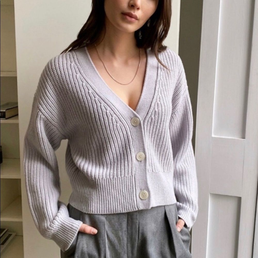 Aritzia Babaton Canberra Cardigan - Light Gray